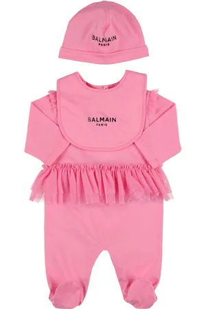 Balmain Piger Hatte - Cotton Jersey Romper, Bib & Hat