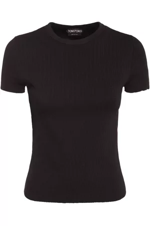 Tom Ford Kvinder Kortærmede - Fine Silk Blend Rib Knit T-shirt