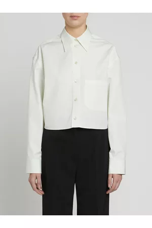 Stella McCartney Kvinder Langærmede skjorter - Boxy Fit Cotton Poplin Crop Shirt