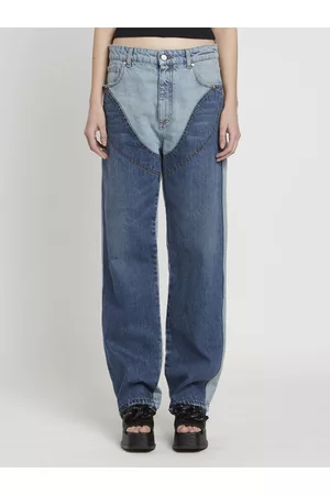 Stella McCartney Kvinder Jeans - Two Tone Cotton Wide Leg Jeans