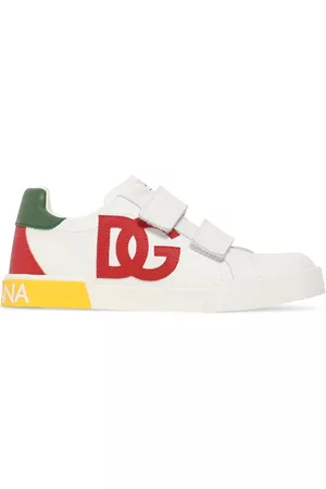 Dolce & Gabbana Drenge Sneakers - Logo Print Leather Strap Sneakers