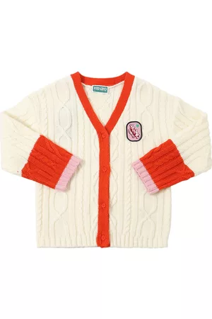 Kenzo Piger Cardigans - Cable Knit Cardigan W/logo Patch