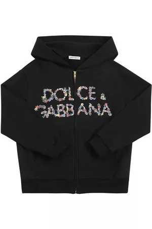 Dolce & Gabbana Piger Sweatshirts - Logo Print Cotton Zip-up Hoodie