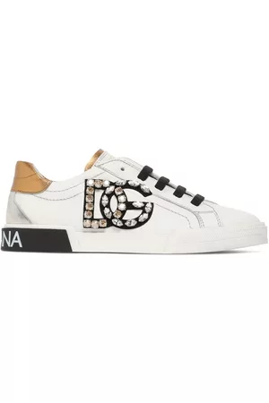 Dolce & Gabbana Piger Sneakers - Embellished Logo Leather Sneakers