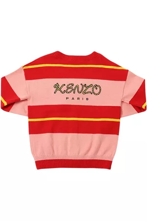 Kenzo Piger Cardigans - Striped Knit Cardigan W/logo Patch
