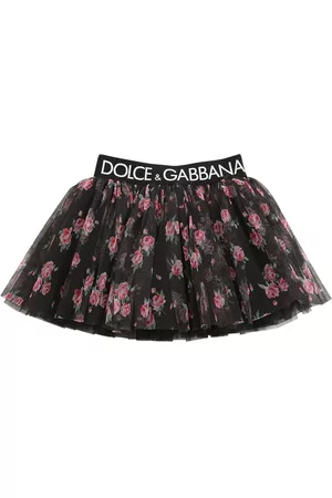 Dolce & Gabbana Kvinder Mønstrede nederdele - Printed Tulle Mini Skirt W/logo Tape