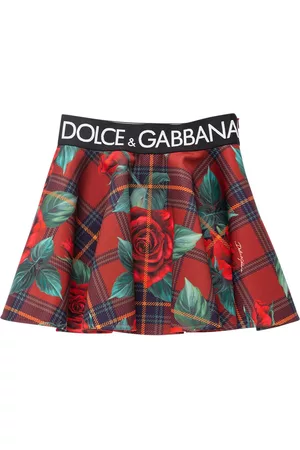 Dolce & Gabbana Kvinder Mønstrede nederdele - Rose Print Cotton Poplin Skirt W/logo