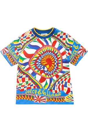 Dolce & Gabbana Piger Kortærmede - Carretto Print Cotton Jersey T-shirt