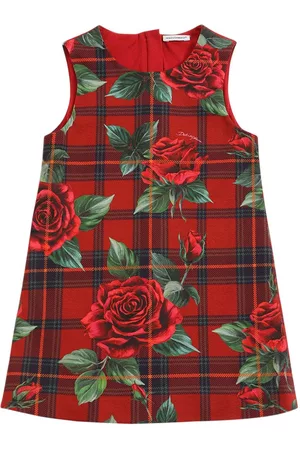 Dolce & Gabbana Kvinder Mønstrede kjoler - Rose & Tartan Print Interlock Dress