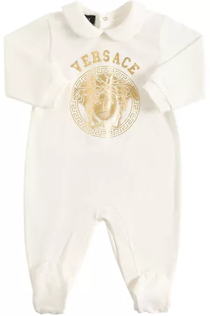 VERSACE Piger Sparkedragter - Logo Printed Cotton Jersey Romper