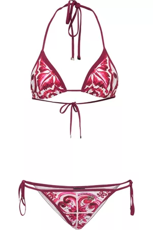Dolce & Gabbana Kvinder Bikinier - Maiolica Print Lycra Triangle Bikini Set