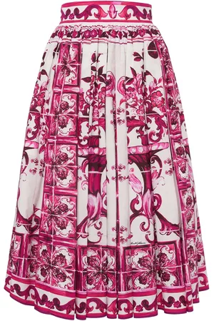 Dolce & Gabbana Kvinder Midinederdele - Maiolica Cotton Poplin Midi Skirt