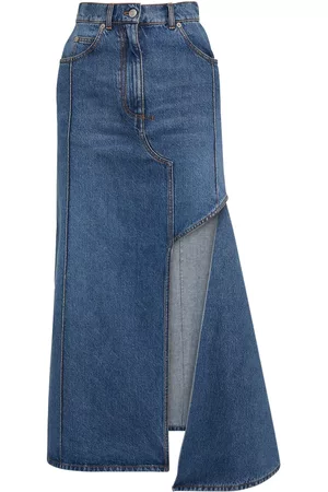 Alexander McQueen Kvinder Denimnederdele - Asymmetric Cotton Denim Flared Skirt