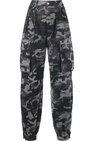 Dsquared2 Kvinder Cargo bukser - Camouflage Printed Wide Leg Cargo Pants