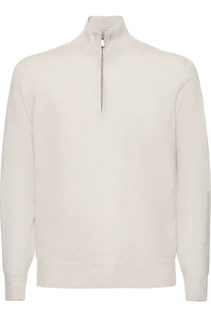 Brunello Cucinelli Half Zip Cashmere Turtleneck Sweater