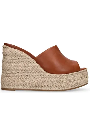 Christian Louboutin 130mm Ariella Leather & Raffia Wedges