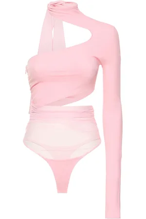 MUGLER Lvr Exclusive Jersey & Tulle Cutout Body