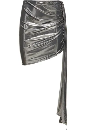 MAGDA BUTRYM Draped Metallic Jersey Mini Skirt