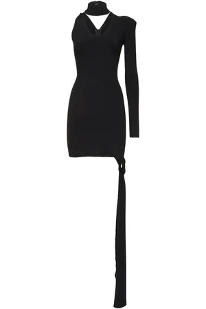 DAVID KOMA Rib Knit One Sleeve Mini Dress