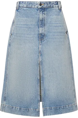 Khaite Charlene Cotton Denim Midi Skirt