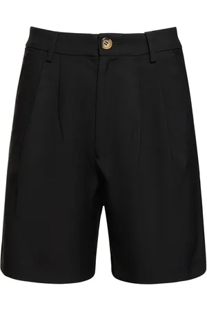 ANINE BING Carrie Pleated Wool Blend Shorts