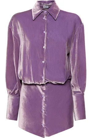 The Attico Silvye Velvet Mini Shirt Dress
