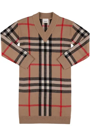 Burberry Check Print Wool Knit Dress