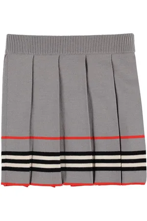 Burberry Striped Wool Knit Pleated Skirt