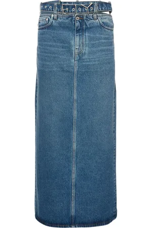 Y / PROJECT Denim Midi Skirt W/logo Belt
