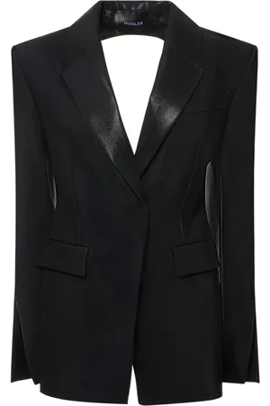 MUGLER Shiny Twill Open Back Fitted Jacket