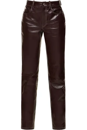 Marine Serre Leather Straight Pants
