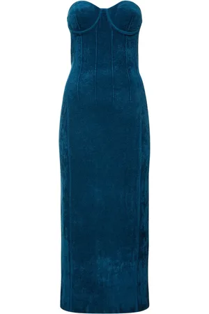 GALVAN Titania Compact Velvet Knit Midi Dress