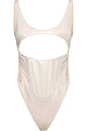 MUGLER Lamé Jersey Cutout One Piece Swimsuit