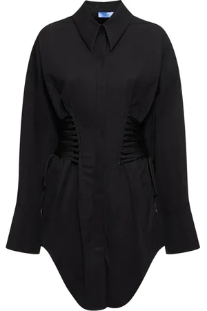 MUGLER Cotton Poplin Mini Shirt Dress