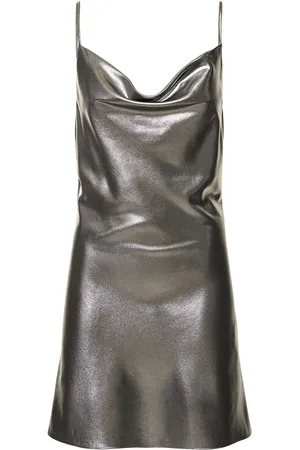 ROTATE Metallic Draped Mini Slip Dress