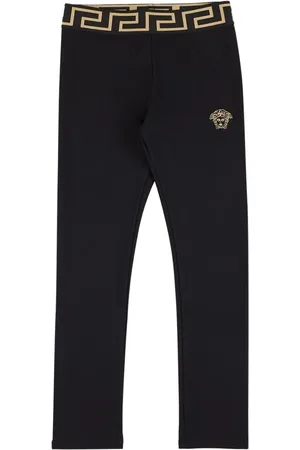 VERSACE Embroidered Cotton Jersey Leggings