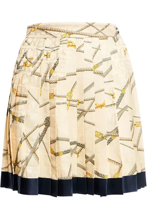 VERSACE Pleated Printed Silk Blend Mini Skirt
