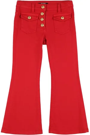 Balmain Cotton Blend Flared Denim Jeans