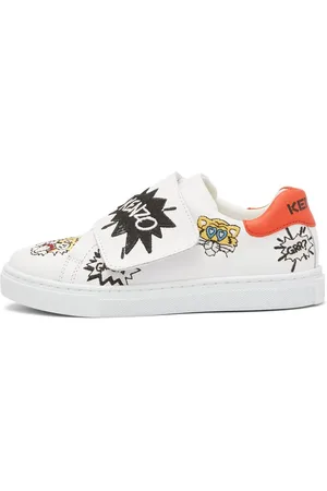 Kenzo Embroidered Leather Strap Sneakers