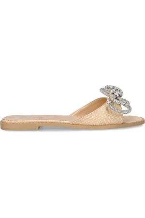 Mach & Mach 10mm Double Bow Raffia Flat Sandals