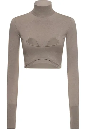 DION LEE Cutout Knit Turtleneck Cropped Top