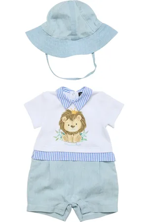 MONNALISA Cotton Interlock Romper & Hat