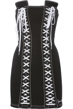Dsquared2 Denim Strapless Lace-up Mini Dress