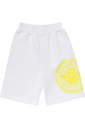 Balmain Printed Cotton Fleece Sweat Shorts