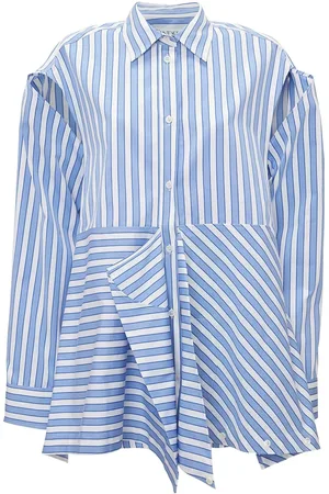 J.W.Anderson Striped Cotton Poplin Peplum Drape Shirt