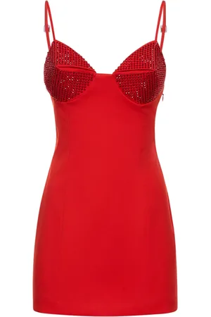 AREA Embellished Stretch Wool Mini Dress
