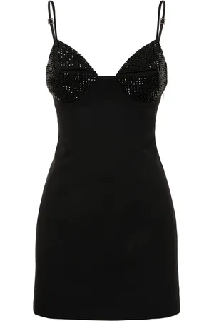 AREA Embellished Stretch Wool Mini Dress