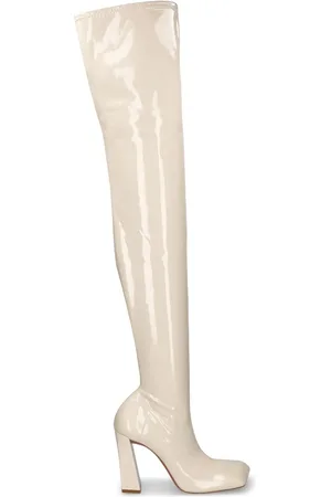 Amina Muaddi 95mm Marine Latex Thigh-high Boots