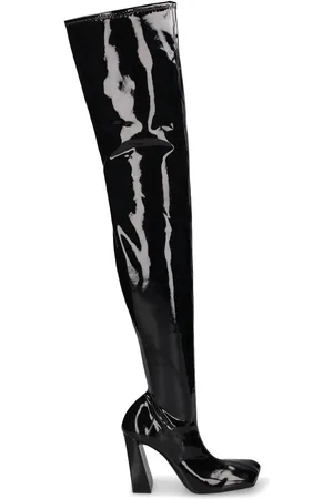 Amina Muaddi 95mm Marine Latex Thigh-high Boots