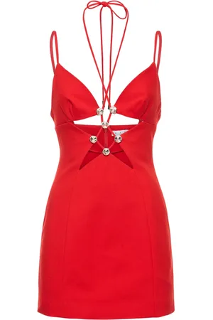 AREA Embellished Star Cutout Mini Dress